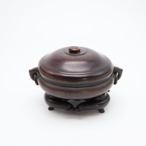 茶道具 茶香炉 唐銅置物 中国骨董 盤竜座 祥雲霊芝蓋 古美術
