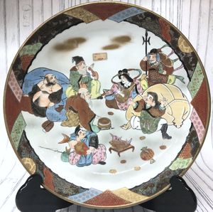 工芸品 7＃T/6109Z 加賀九谷焼 加賀国中川製 明治期 色絵金彩風景人物