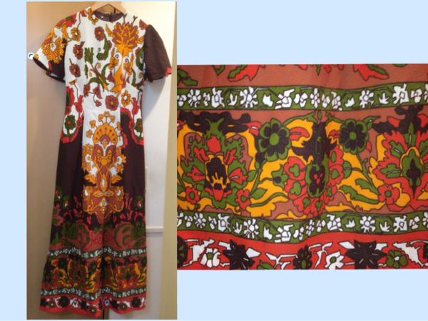 ビンテージ ワンピース 花柄 昭和 サイケ レトロ 古着 ヒッピー