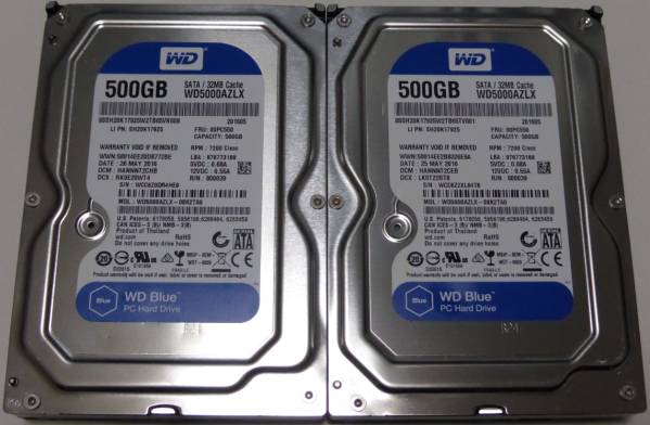 【使用時間極少】3.5インチHDD WD WD5000AZLX 500GB×2台 No.1