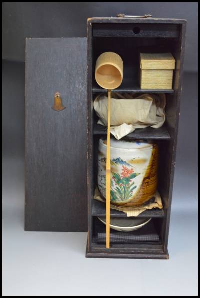 ( 京都 茶道具一式揃 茶碗 柄杓 茶筅 茶匙 箱付 水指 )Y10072708