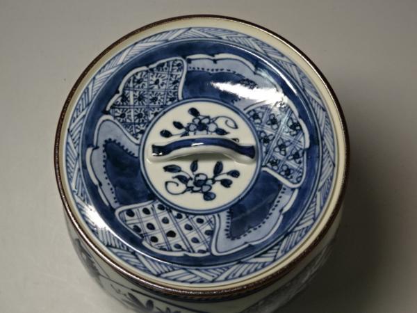 □京焼 高野昭阿弥造【染付扇面 鮟鱇水指】茶道具 茶器