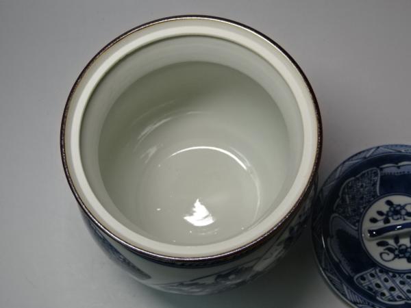 □京焼 高野昭阿弥造【染付扇面 鮟鱇水指】茶道具 茶器