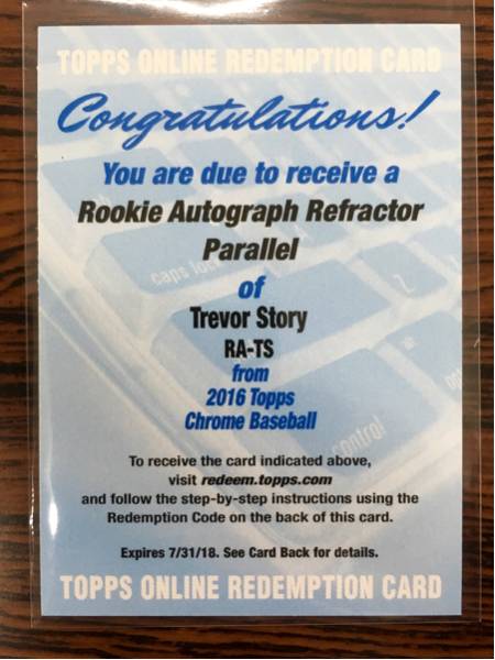 Trevor Story 0 1 SOLD 99⁄99 Trevor Story 2016 Topps Chrome RC