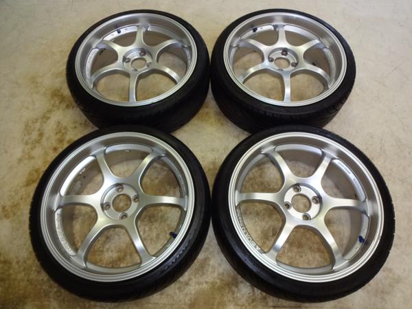 1円～軽量！ADVAN RG-D 7J-18 off+42 pcd100/4H タイヤ付き4本
