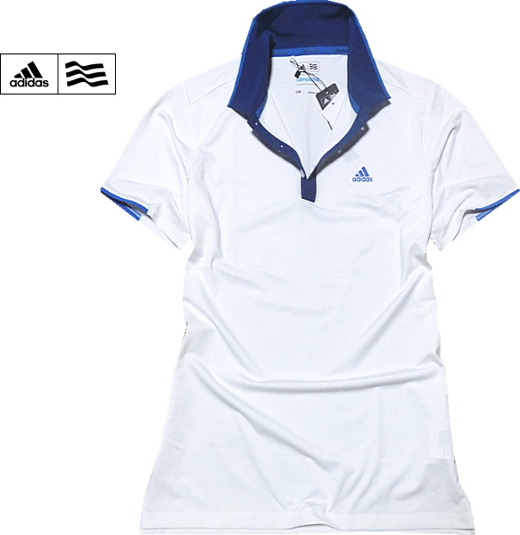 ■新品【アディダスGOLF】CLIMA COOLドライ機能ポロ■白/L