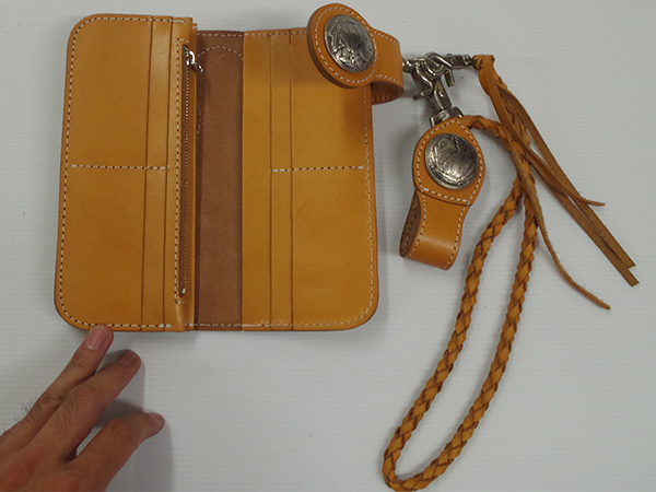 ウォレット 革紐付 長財布 キャメル 牛革 蛇革 ハーレー等