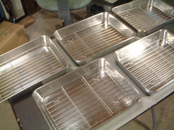 ⑫■中古 業務用 クローバー 18-8ステンレス 角バット 網付 5枚