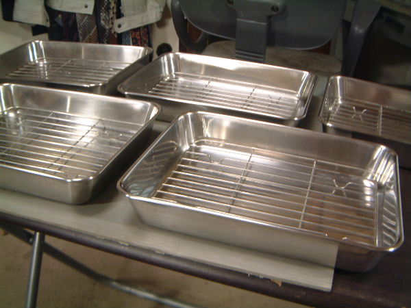 ⑫■中古 業務用 クローバー 18-8ステンレス 角バット 網付 5枚