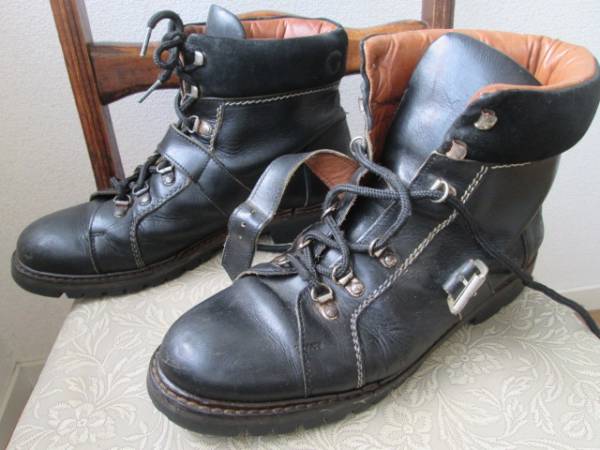 ■グッチ レースアップ×ストラップ ショートブーツ 黒42 26cm