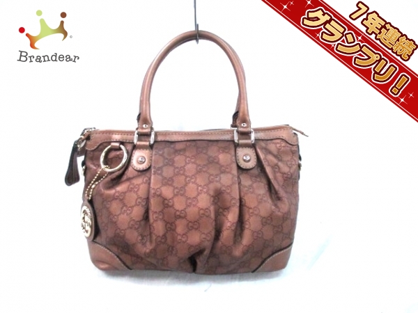 グッチ ハンドバッグ シマライン 247902 ブラウン レザー GUCCI