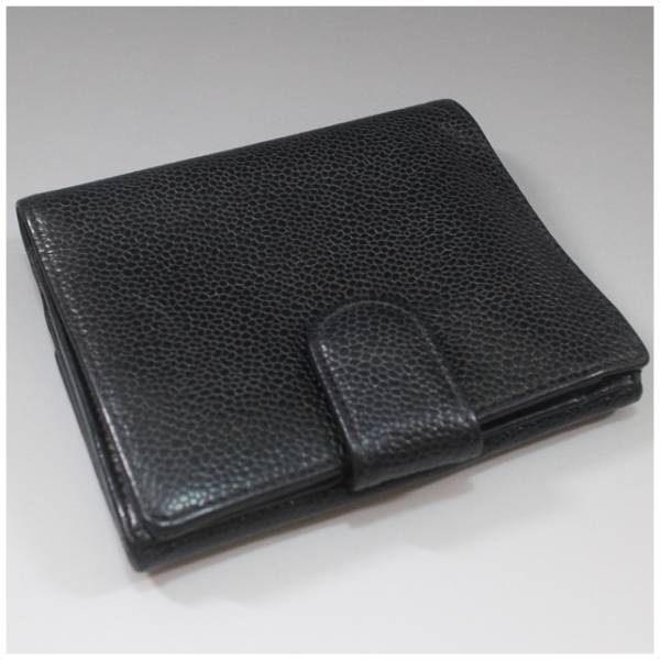 財布 1円～【CHANEL本物】Wホック2つ折財布/キャビアスキン【C195③I 