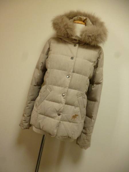 ハンティングワールド★ベージュツイードファーダウンジャケット