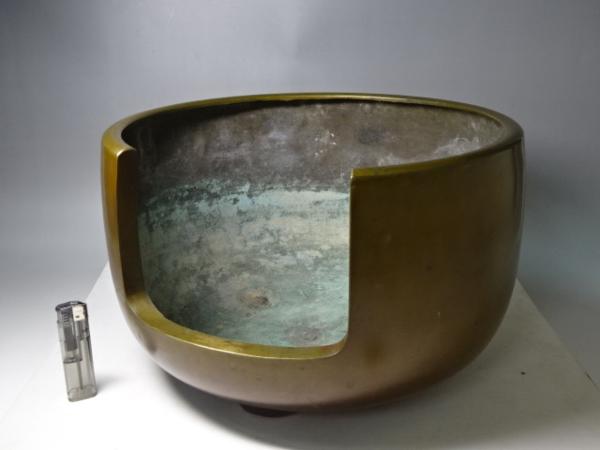 ☆茶道具 茶器【銅製 風炉】直径32cm 高さ20cm 3.4キロ 工芸品 金属