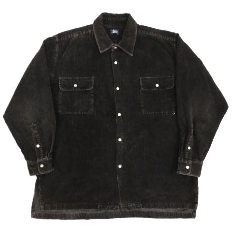 USA製 STUSSY ステューシー コーデュロイシャツ 黒(XL)B8140