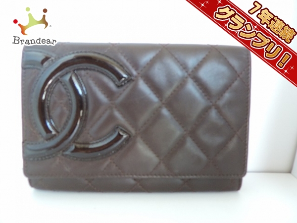 シャネル 財布 カンボンライン ダークブラウン ラムスキン