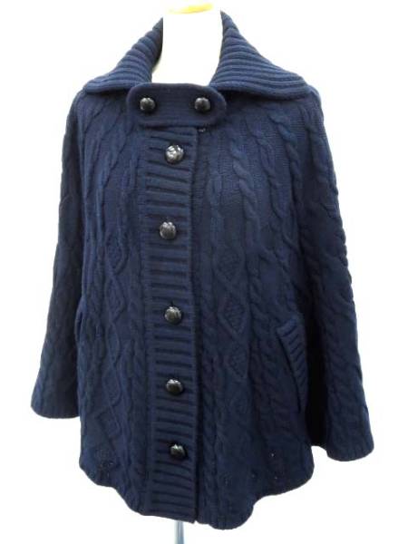 バーバリーブルーレーベル ニット ポンチョ ネイビー 38