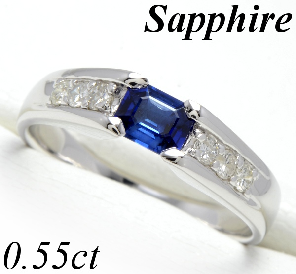 【ＤＭ】1円～0.55ct 天然サファイア&ダイヤモンド Pt900 リング