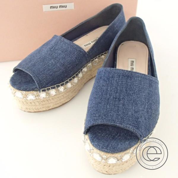 綺麗☆ミュウミュウ 16S/S ビジューデニム/エスパドリーユ36.5 【公式