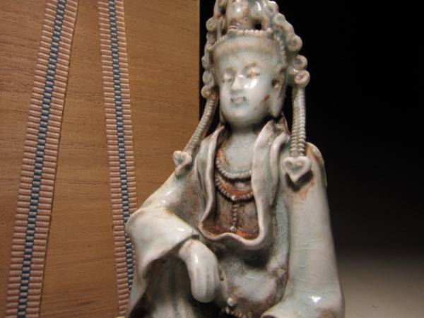 ◇◇宋代 青白磁 観音坐像◇影青◇桐箱◇中国 仏教