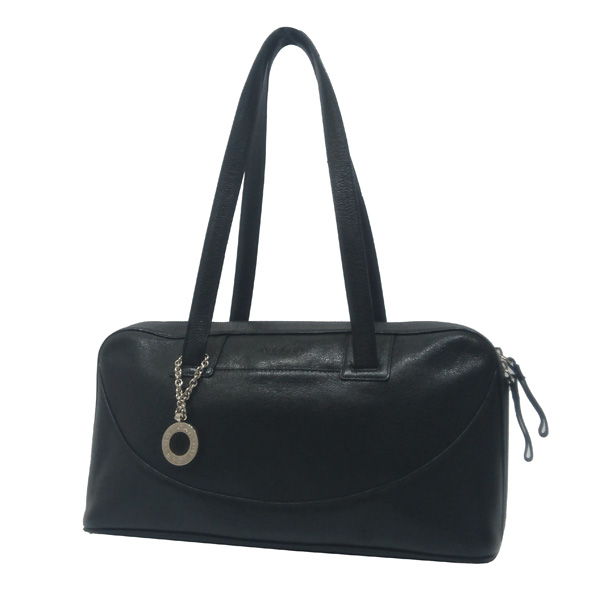【中古】BVLGARI(ブルガリ)レザー ショルダーバッグ ブラック