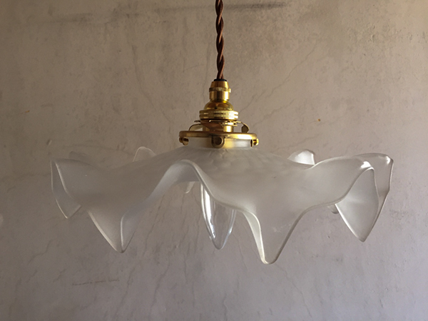 フランスアンティーク ガラス ランプシェード灯具ガラス 電傘