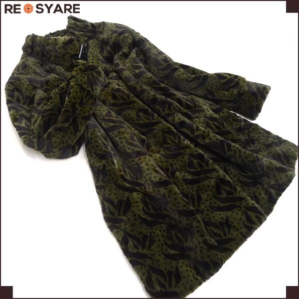 美品*総柄*シェアード*ウィーゼル*毛皮*セミロング*コート*20578