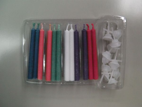 色付き炎ロウソク12本セット　台座付き　(1)_3