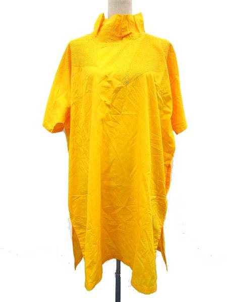 ヤッコマリカルド ワンピース ひざ丈 五分袖 無地 黄色