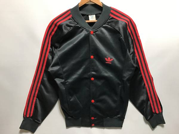スナップ! 黒×赤! 80s adidas ジャージ USA製 S ビンテージ ATP