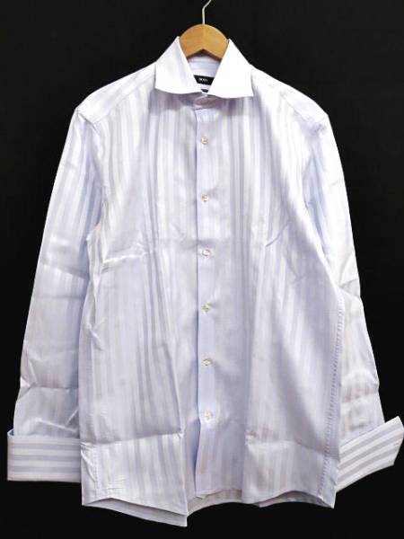 ヒューゴボス シャツ Yシャツ ドレスシャツ 紫 39 ダブルカフス