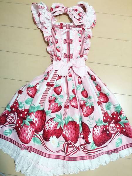 AngelicPretty◇摘みたていちごエプロン風スカートセット ,エプロン風