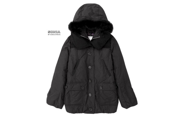 美品★ソニアリキエル★素敵！デザインコート黒P004