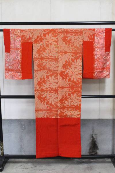 文明館】縮緬絹襦袢(明治時代)着物古布リメイク生地EE45