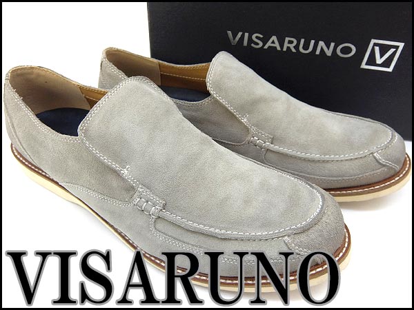 新品ビサルノ スリップオンスエードレザーシューズLL灰系★S7988