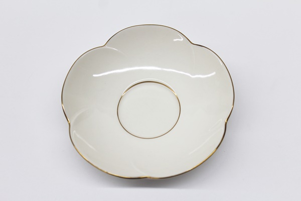 香蘭社 茶托 5枚セット ホワイト 金彩 フラワー 花形 陶器 梅型_2