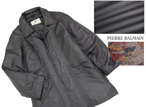 極上！定価15万 ピエールバルマン 羊革 中綿 ラムレザーコート/L