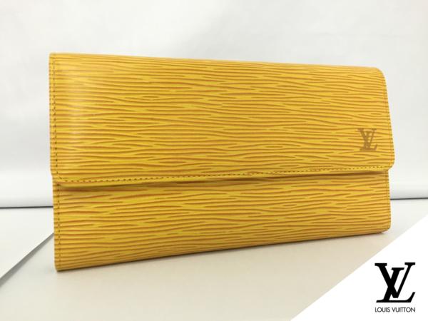○【LOUIS VUITTON ヴィトン エピ 三つ折り 長財布 黄】SF