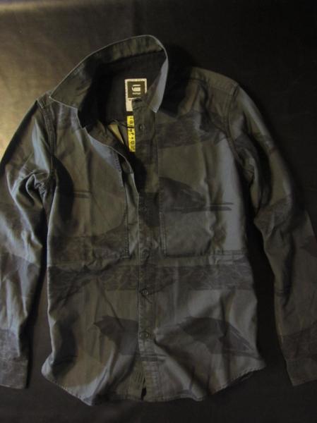 本物正規◆G-STAR RAW ジースター◆デニムシャツ 5811柄濃灰系/L