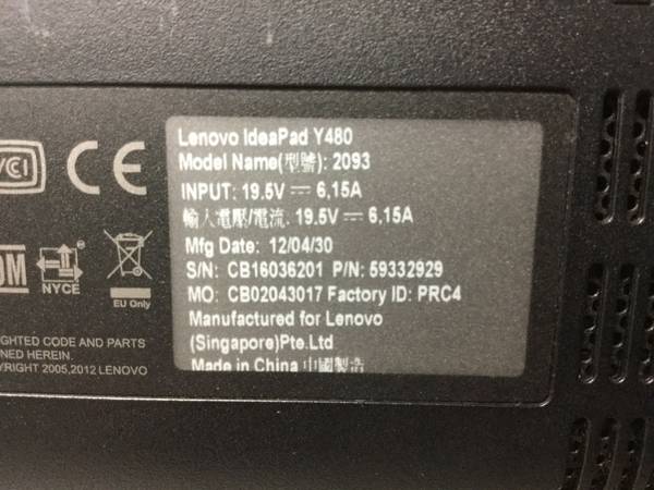 lenovo 2093 IdeaPad Y480■現状品