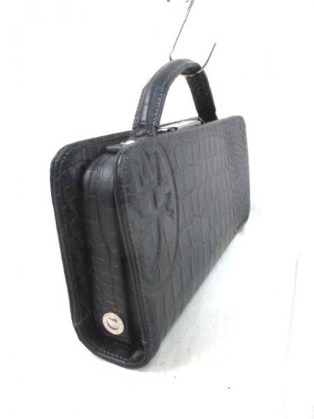 カステルバジャック ハンドバッグ 美品 黒 型押し加工 レザー 