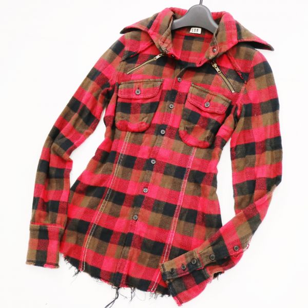 L.G.B. ルグランブルー SHIRT-G 切放し チェック ネルシャツ 1赤