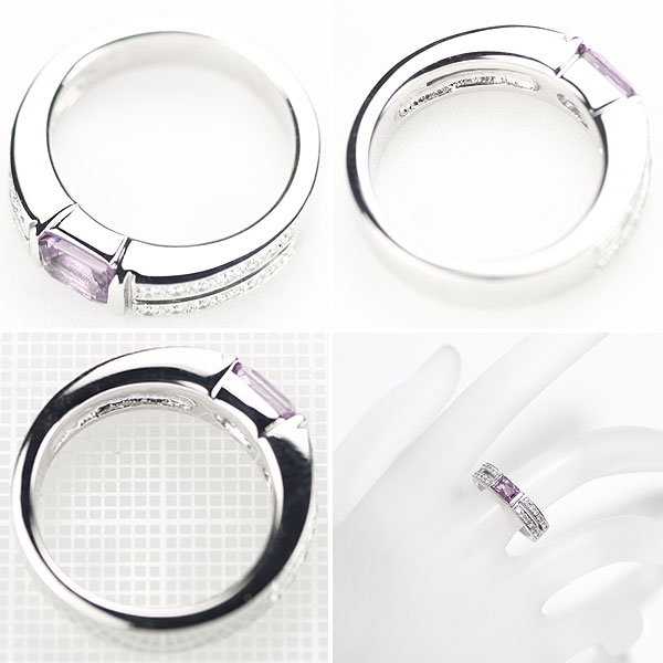 1円～K18WG ピンクサファイア リング S0.7ct D0.26ct