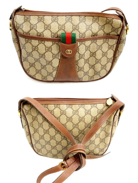 GUCCI オールドグッチ　GG クラッチバック　PVC レザー □オールドグッチ GUCCI GG柄 PVC レザー ショルダーバッグ 1円 GUCCI