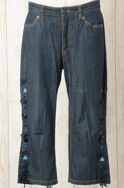 美品 アルベロベロ サイドチーフデニムクロップドパンツ uv629