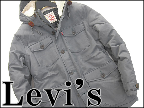 新品 リーバイス 中綿サーモアボアフーデットコートXL灰★J7338