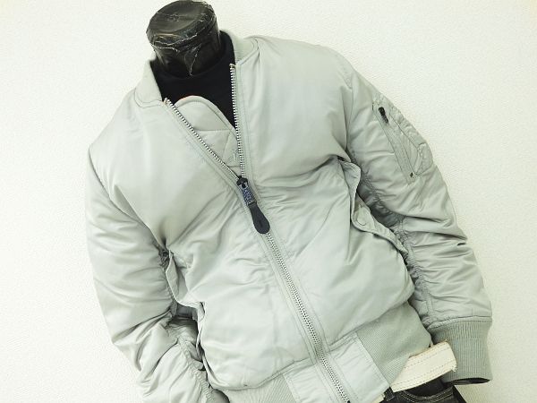 ★USA製ALPHAアルファMA-1フライトジャケットSライトグレー★