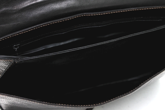 リザード型押し レザー 伊製 2WAY ショルダー バッグ ブラック