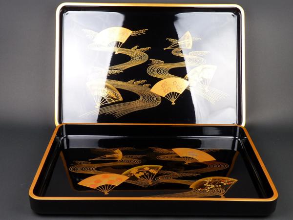 広蓋 金蒔絵 扇面 末広 本漆器 天然木 広蓋 金蒔絵 扇面 末広 本漆器