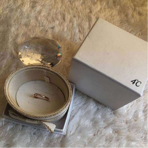 4℃ 10k ピンクゴールド 11号 ダイヤモンドリング 美品 送料込